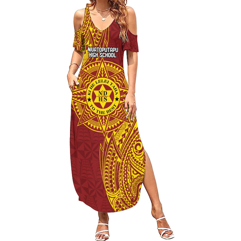 Personalised Tonga Niuatoputapu High School Family Matching Summer Maxi Dress and Hawaiian Shirt Special Kupesi Pattern