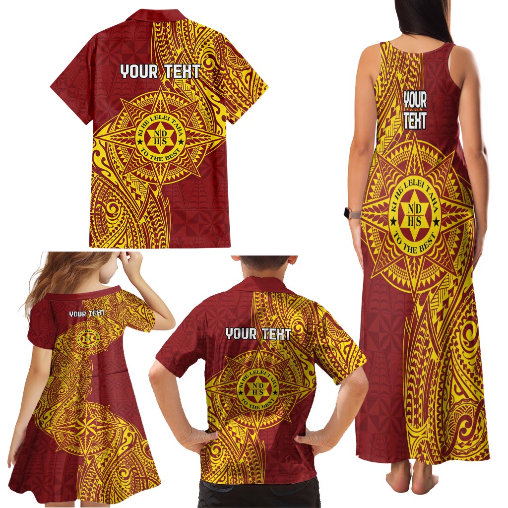 Personalised Tonga Niuatoputapu High School Family Matching Tank Maxi Dress and Hawaiian Shirt Special Kupesi Pattern LT9 - Polynesian Pride