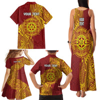 Personalised Tonga Niuatoputapu High School Family Matching Tank Maxi Dress and Hawaiian Shirt Special Kupesi Pattern LT9 - Polynesian Pride