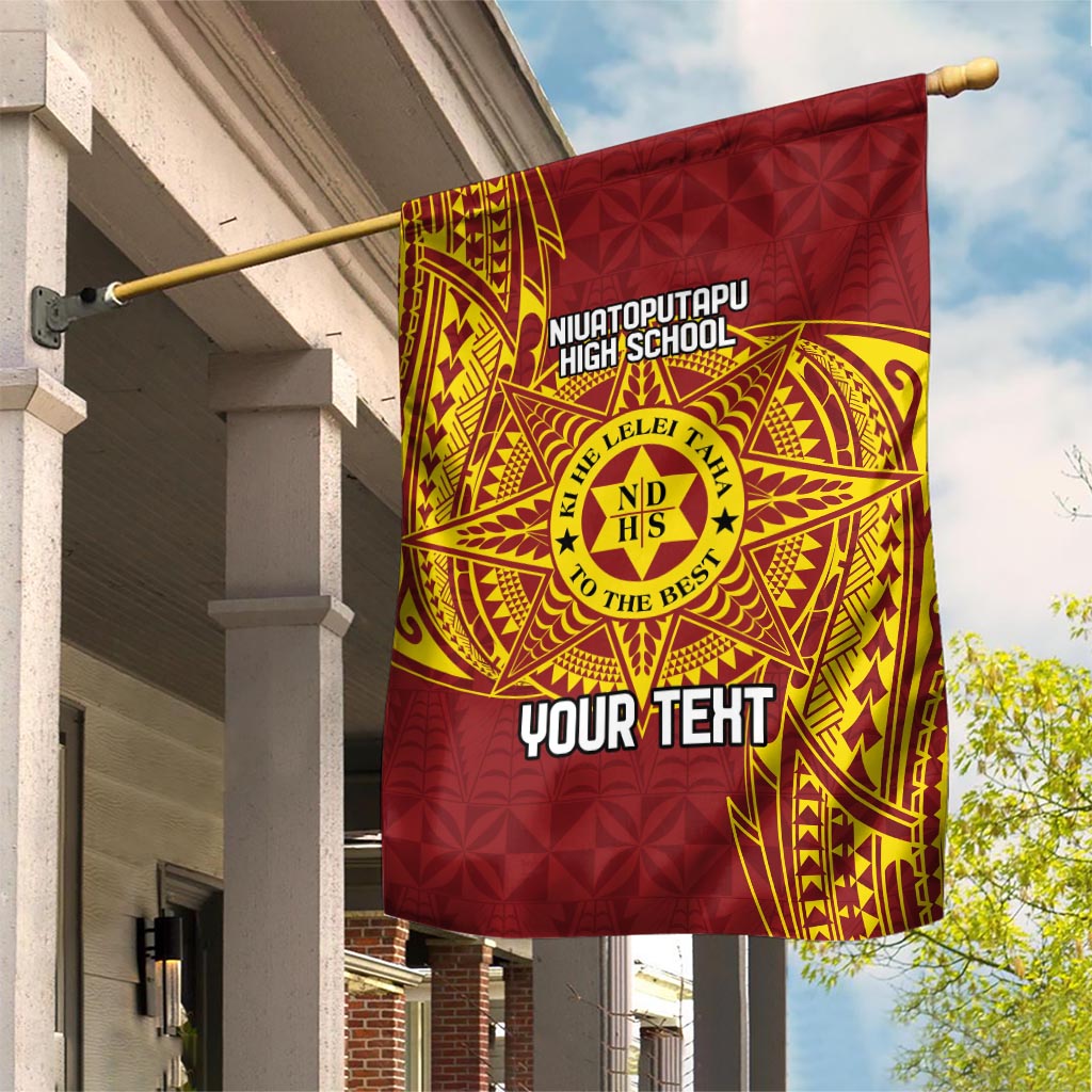 Personalised Tonga Niuatoputapu High School Garden Flag Special Kupesi Pattern LT9 House Flag Gold - Polynesian Pride