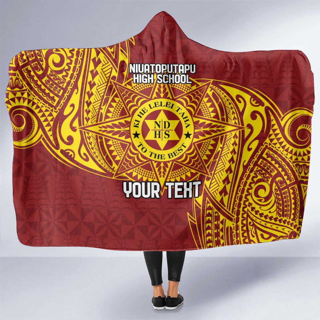 Personalised Tonga Niuatoputapu High School Hooded Blanket Special Kupesi Pattern LT9 One Size Gold - Polynesian Pride