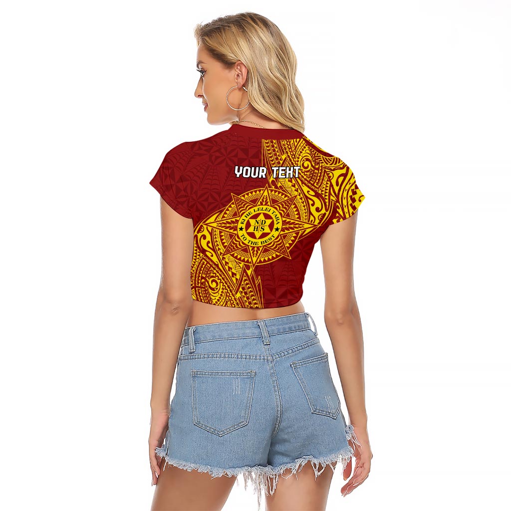 Personalised Tonga Niuatoputapu High School Raglan Cropped T Shirt Special Kupesi Pattern LT9 - Polynesian Pride
