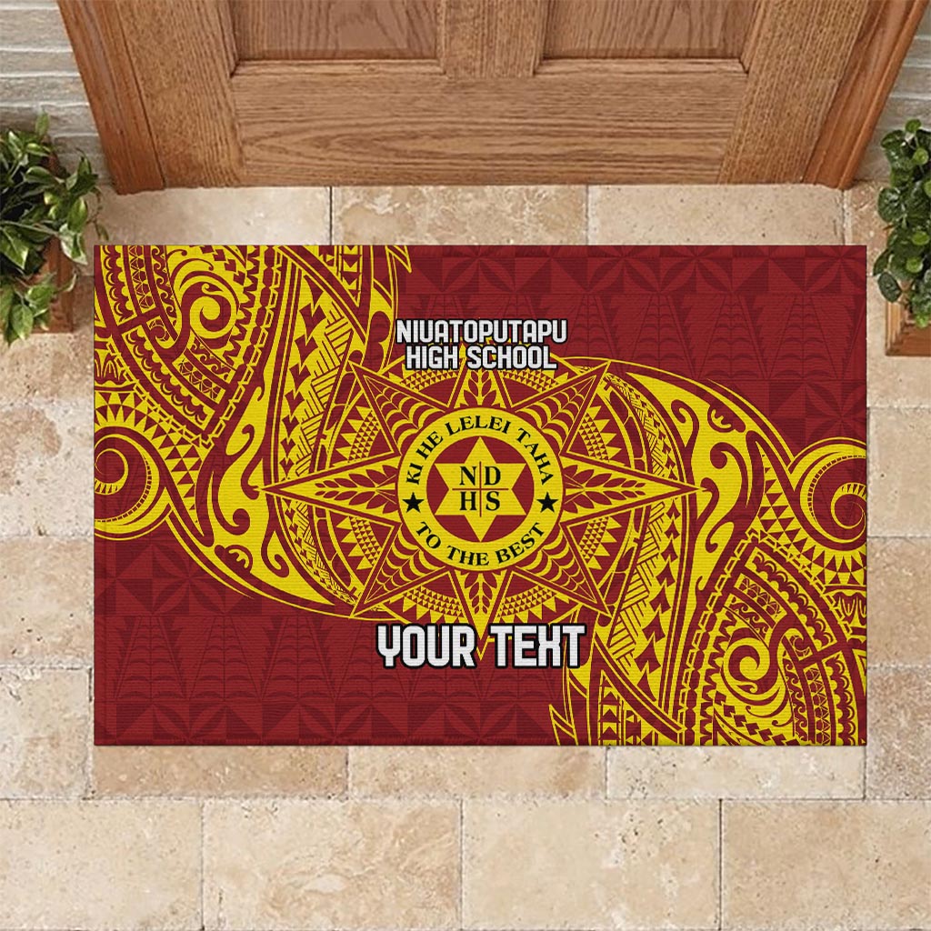 Personalised Tonga Niuatoputapu High School Rubber Doormat Special Kupesi Pattern LT9 Gold - Polynesian Pride
