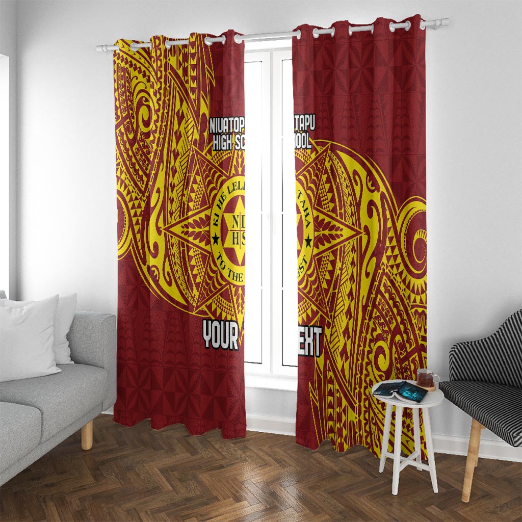 Personalised Tonga Niuatoputapu High School Window Curtain Special Kupesi Pattern LT9 With Grommets Gold - Polynesian Pride
