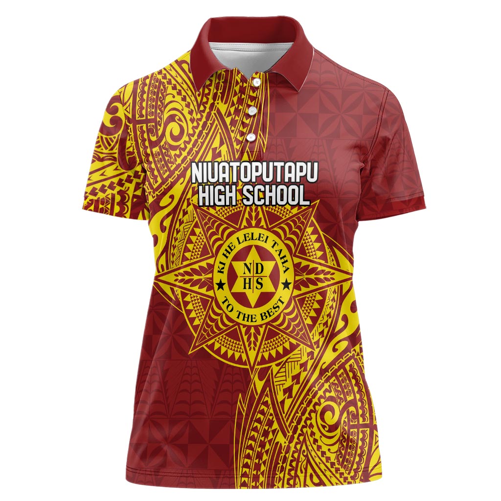 Personalised Tonga Niuatoputapu High School Women Polo Shirt Special Kupesi Pattern