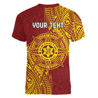 Personalised Tonga Niuatoputapu High School Women V-Neck T-Shirt Special Kupesi Pattern LT9 - Polynesian Pride