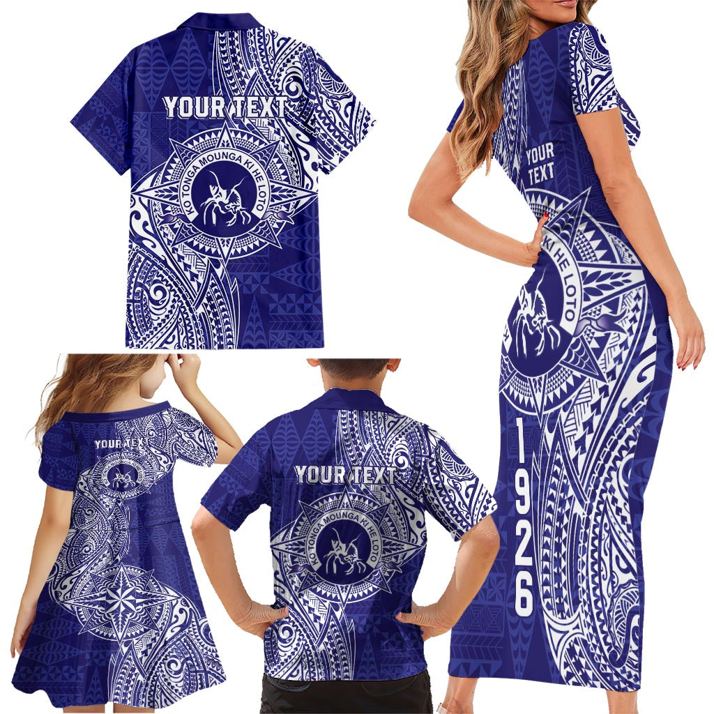 Personalised Tonga Queen Salote College Family Matching Short Sleeve Bodycon Dress and Hawaiian Shirt Kolisi Fefine 1926 Special Kupesi Pattern