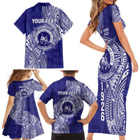 Personalised Tonga Queen Salote College Family Matching Short Sleeve Bodycon Dress and Hawaiian Shirt Kolisi Fefine 1926 Special Kupesi Pattern