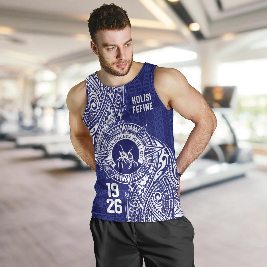 Personalised Tonga Queen Salote College Men Tank Top Kolisi Fefine 1926 Special Kupesi Pattern