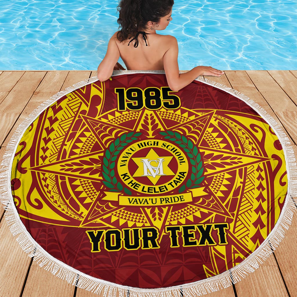 Personalised Tonga Vava'u High School Beach Blanket Since 1985 Special Kupesi Pattern LT9 - Polynesian Pride