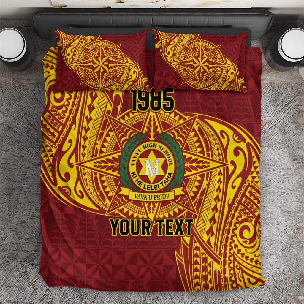 Personalised Tonga Vava'u High School Bedding Set Since 1985 Special Kupesi Pattern LT9 Red - Polynesian Pride