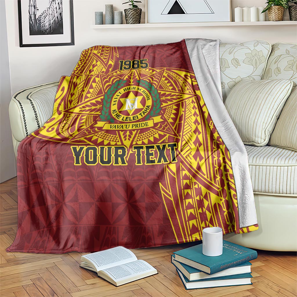 Personalised Tonga Vava'u High School Blanket Since 1985 Special Kupesi Pattern LT9 Red - Polynesian Pride
