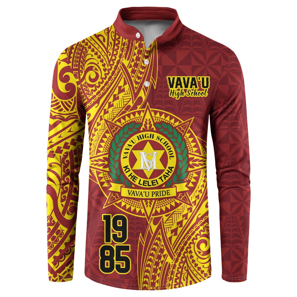 Personalised Tonga Vava'u High School Button Sweatshirt Since 1985 Special Kupesi Pattern LT9 Red - Polynesian Pride