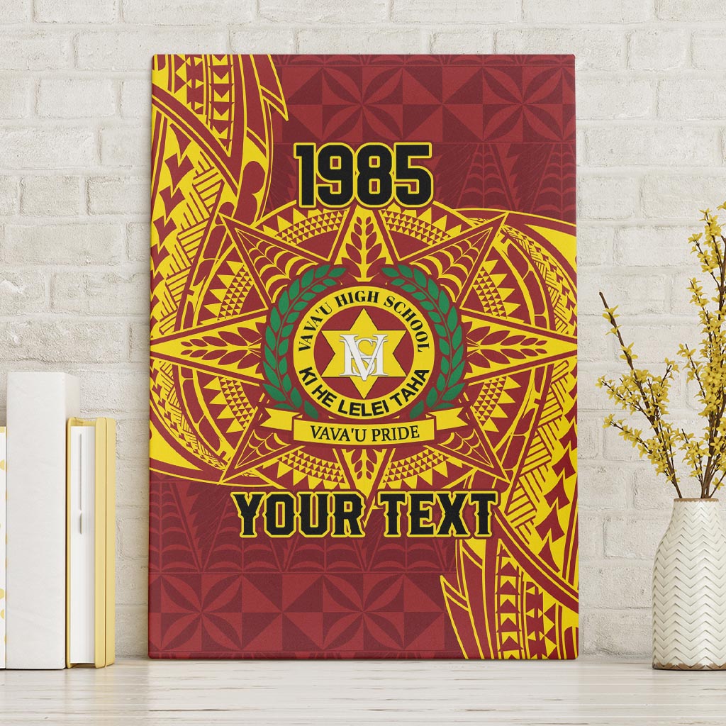 Personalised Tonga Vava'u High School Canvas Wall Art Since 1985 Special Kupesi Pattern