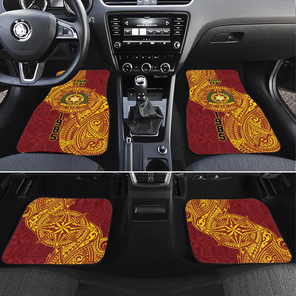 Personalised Tonga Vava'u High School Car Mats Since 1985 Special Kupesi Pattern LT9 Set 4pcs Red - Polynesian Pride