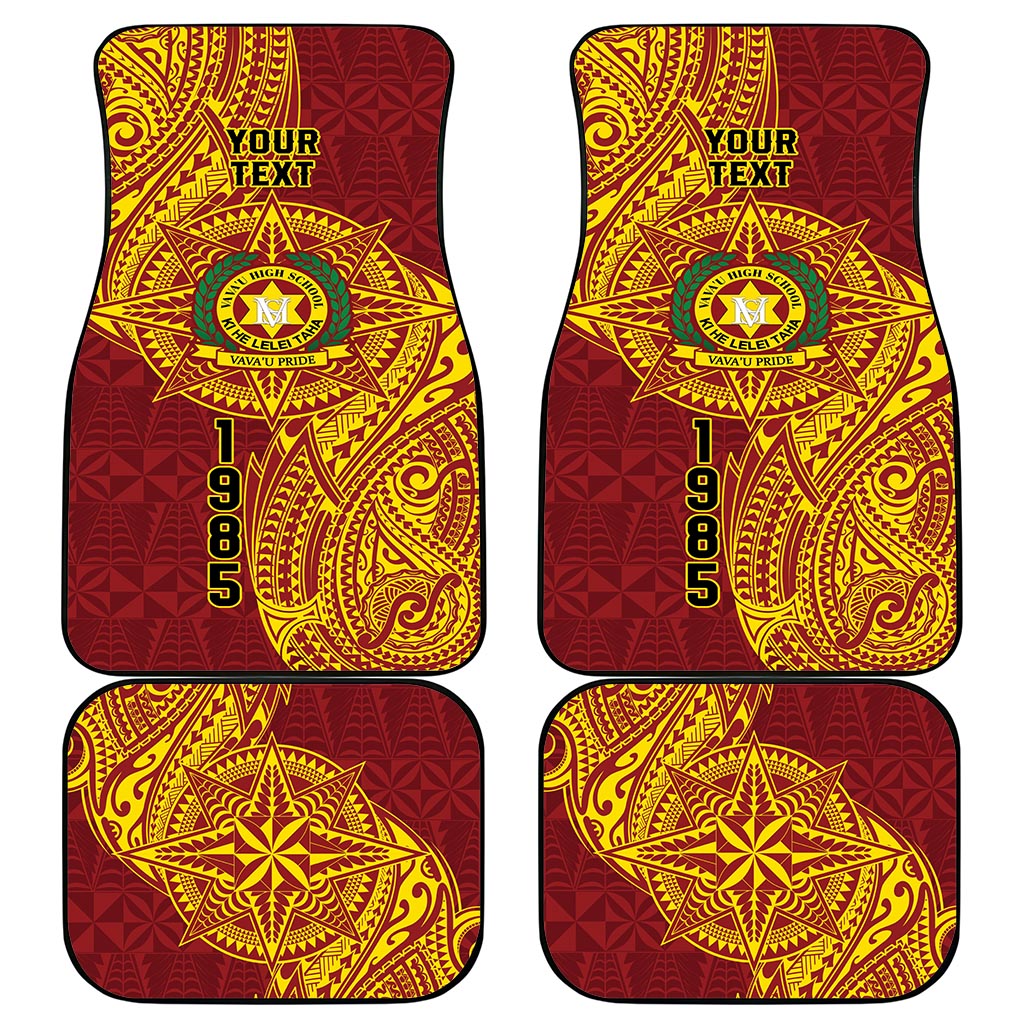Personalised Tonga Vava'u High School Car Mats Since 1985 Special Kupesi Pattern LT9 - Polynesian Pride