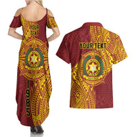 Personalised Tonga Vava'u High School Couples Matching Summer Maxi Dress and Hawaiian Shirt Since 1985 Special Kupesi Pattern LT9 - Polynesian Pride