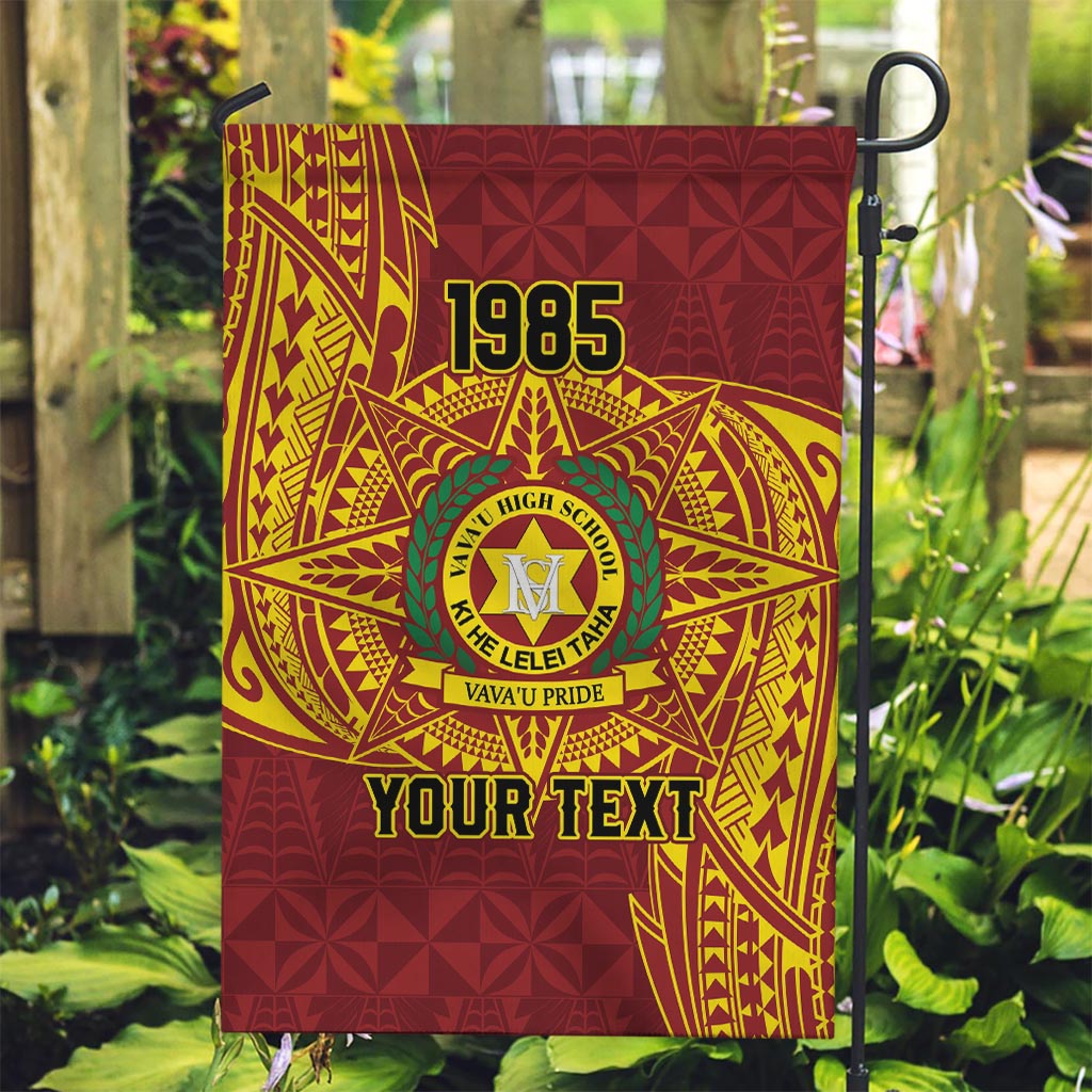 Personalised Tonga Vava'u High School Garden Flag Since 1985 Special Kupesi Pattern LT9 Garden Flag Red - Polynesian Pride