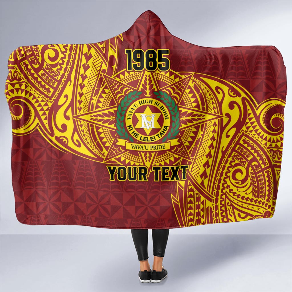 Personalised Tonga Vava'u High School Hooded Blanket Since 1985 Special Kupesi Pattern LT9 One Size Red - Polynesian Pride