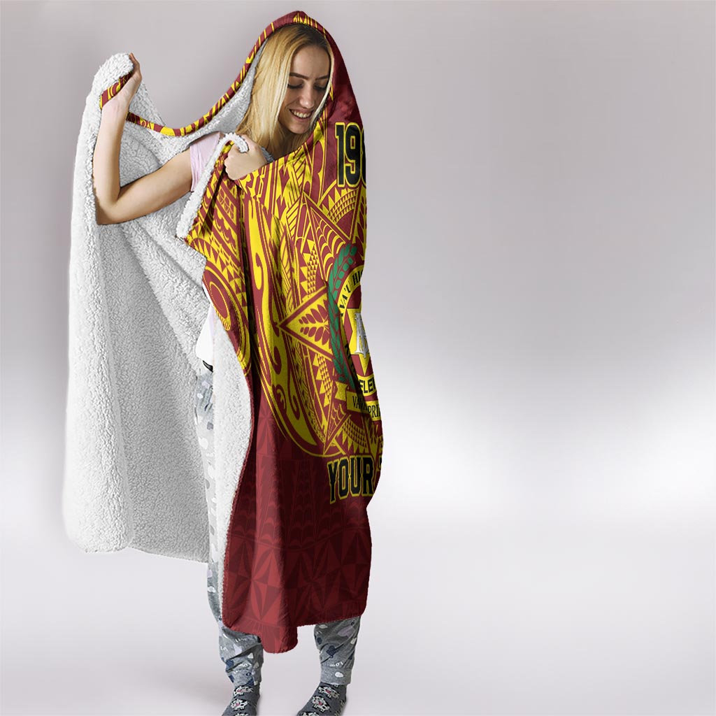 Personalised Tonga Vava'u High School Hooded Blanket Since 1985 Special Kupesi Pattern LT9 - Polynesian Pride