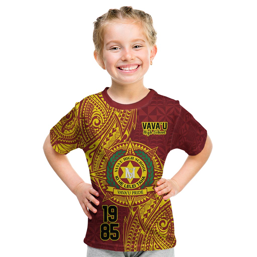 Personalised Tonga Vava'u High School Kid T Shirt Since 1985 Special Kupesi Pattern