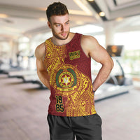 Personalised Tonga Vava'u High School Men Tank Top Since 1985 Special Kupesi Pattern LT9 Red - Polynesian Pride