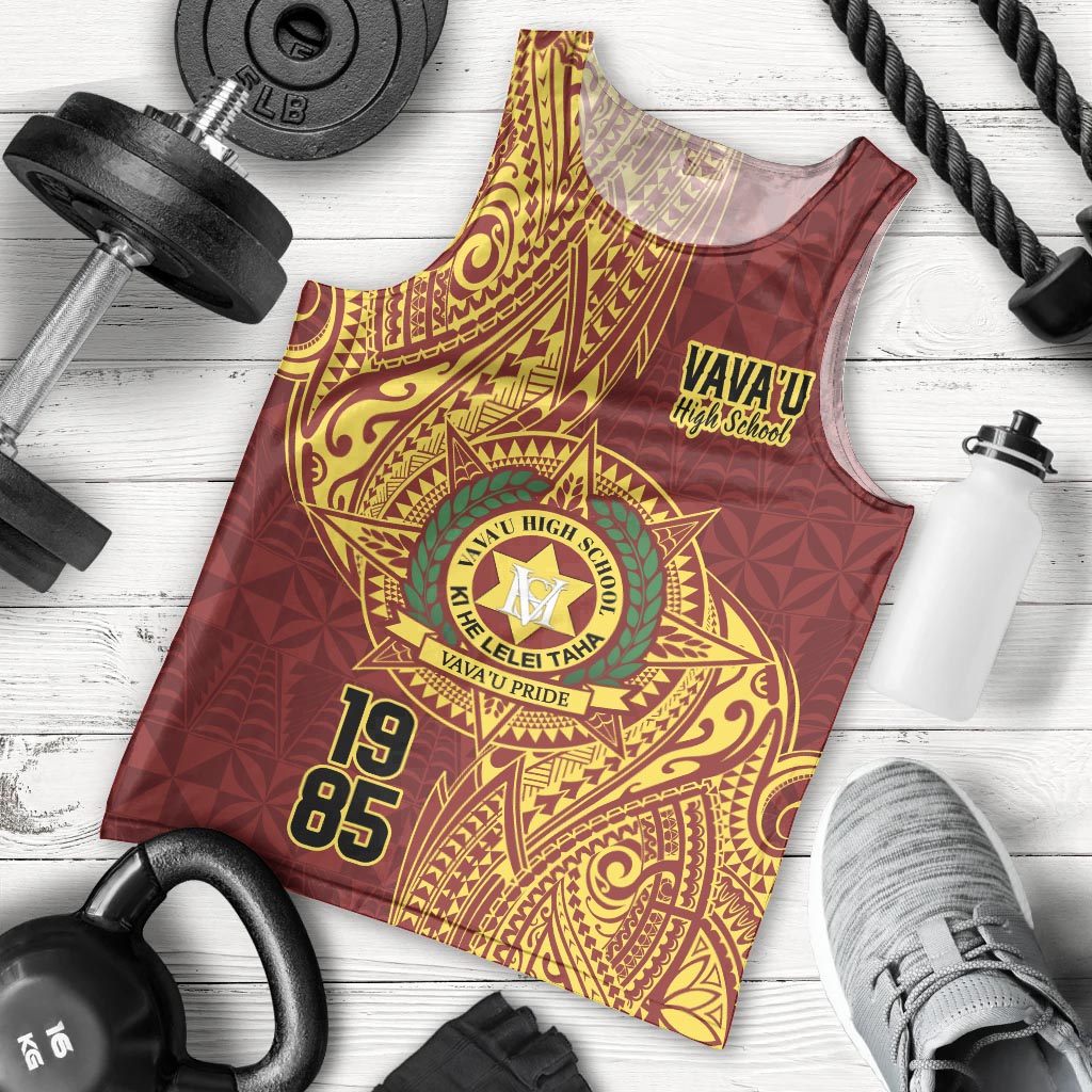 Personalised Tonga Vava'u High School Men Tank Top Since 1985 Special Kupesi Pattern LT9 - Polynesian Pride