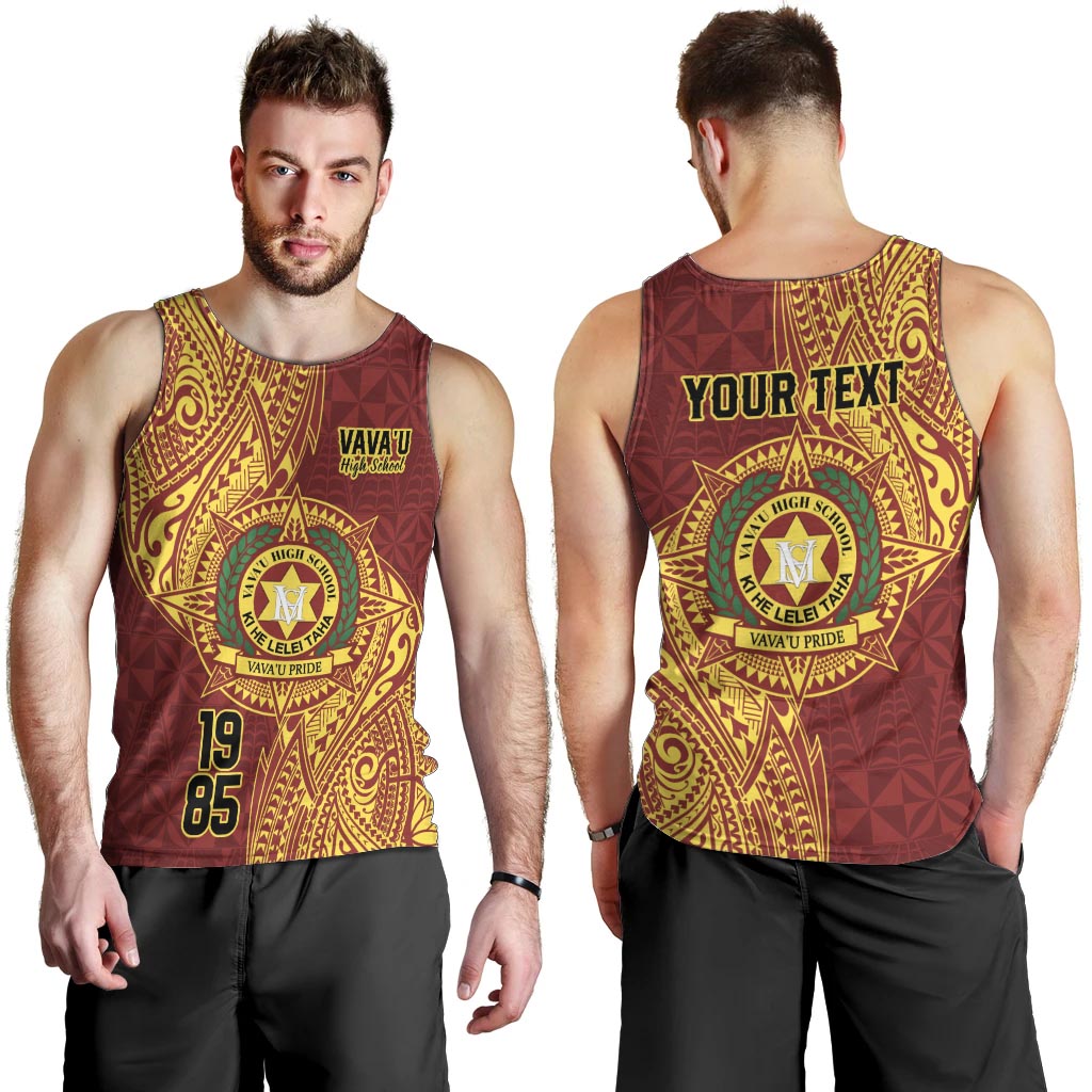 Personalised Tonga Vava'u High School Men Tank Top Since 1985 Special Kupesi Pattern LT9 - Polynesian Pride