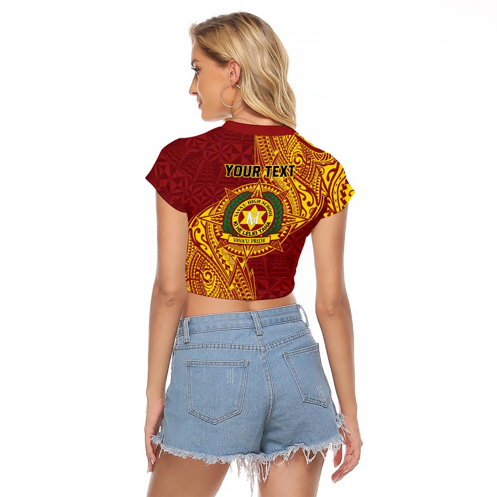 Personalised Tonga Vava'u High School Raglan Cropped T Shirt Since 1985 Special Kupesi Pattern LT9 - Polynesian Pride