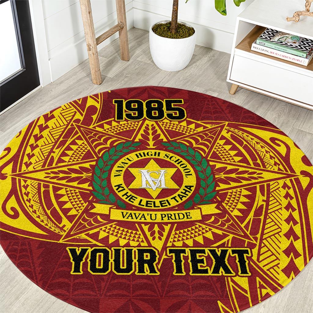 Personalised Tonga Vava'u High School Round Carpet Since 1985 Special Kupesi Pattern