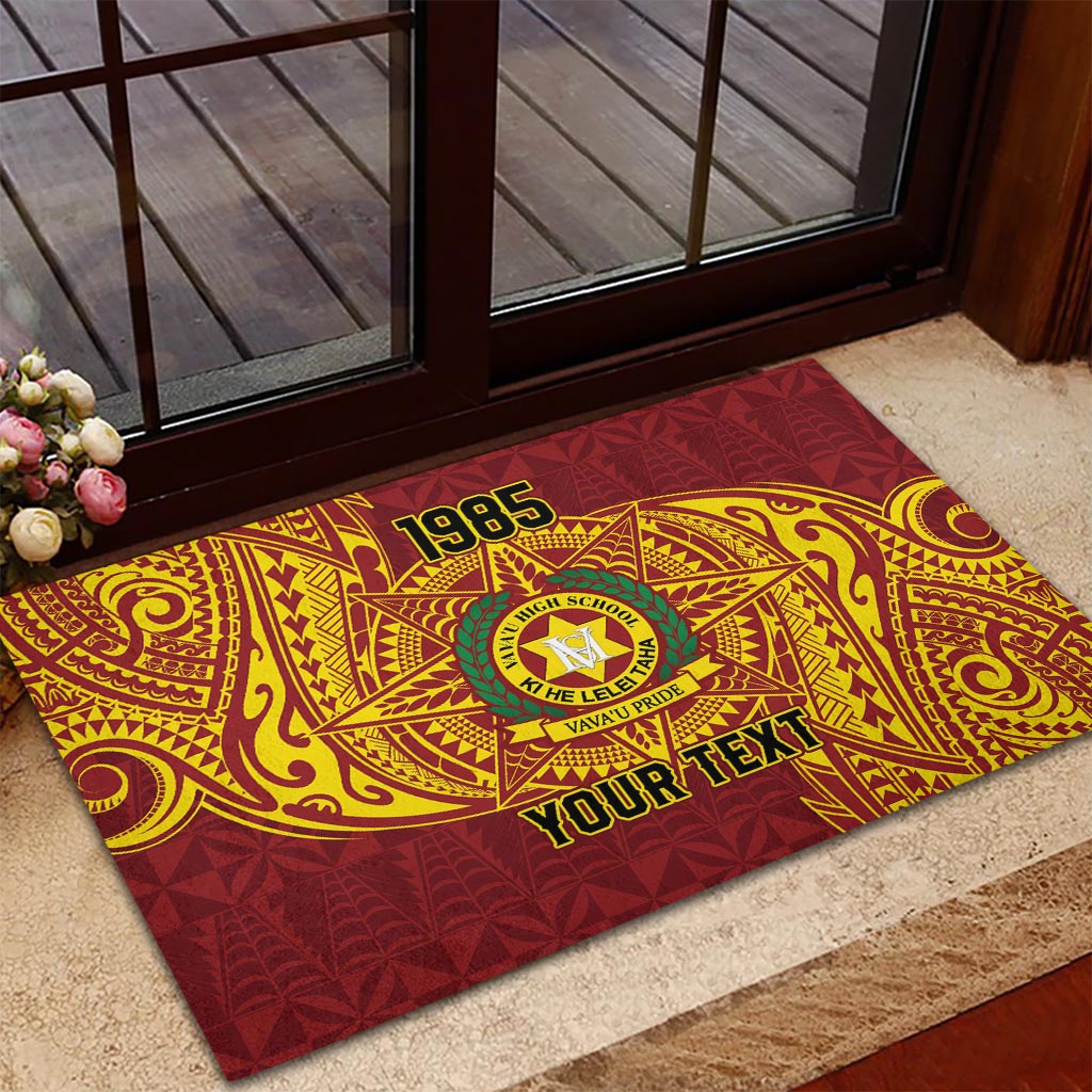Personalised Tonga Vava'u High School Rubber Doormat Since 1985 Special Kupesi Pattern LT9 - Polynesian Pride