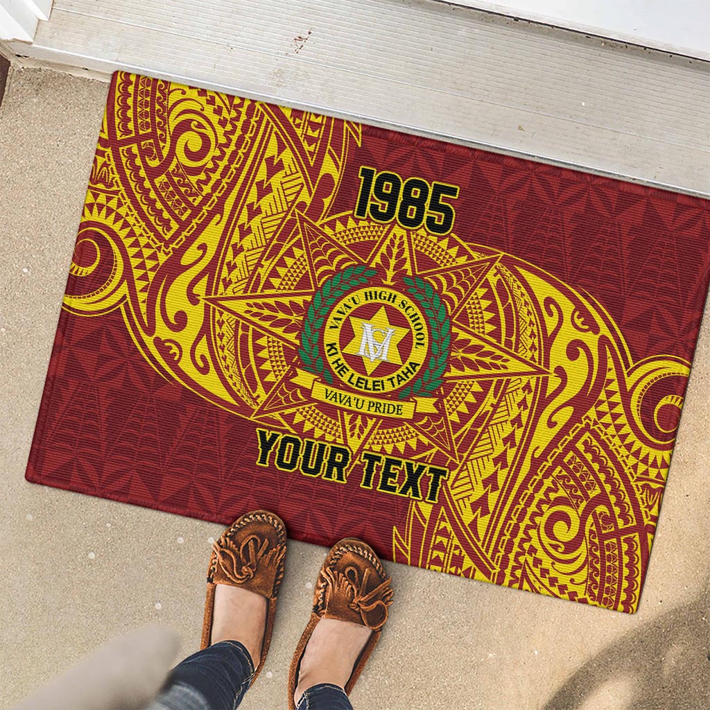 Personalised Tonga Vava'u High School Rubber Doormat Since 1985 Special Kupesi Pattern LT9 - Polynesian Pride