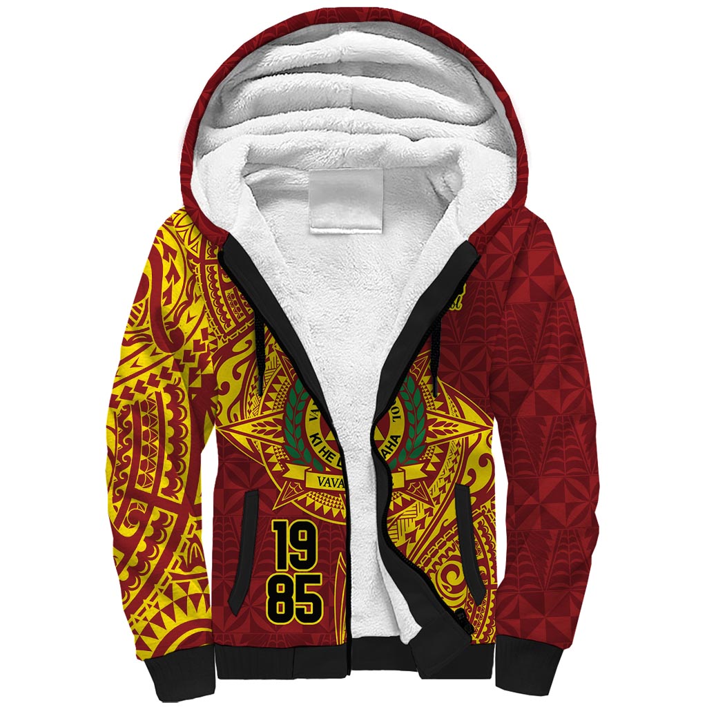 Personalised Tonga Vava'u High School Sherpa Hoodie Since 1985 Special Kupesi Pattern LT9 Unisex Red - Polynesian Pride