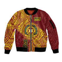 Personalised Tonga Vava'u High School Sleeve Zip Bomber Jacket Since 1985 Special Kupesi Pattern LT9 Unisex Red - Polynesian Pride