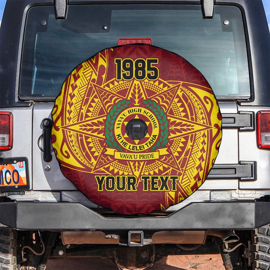 Personalised Tonga Vava'u High School Spare Tire Cover Since 1985 Special Kupesi Pattern LT9 Red - Polynesian Pride