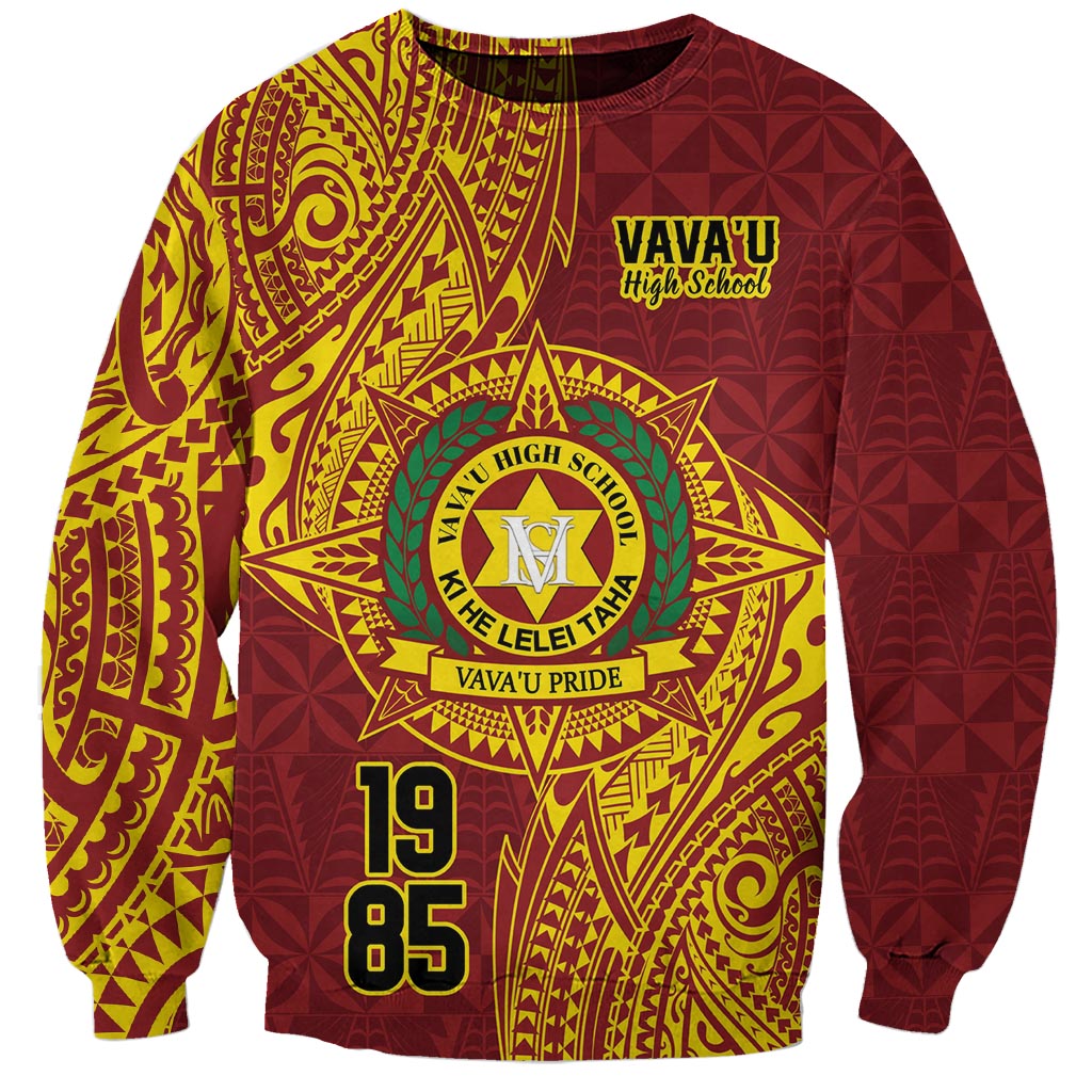 Personalised Tonga Vava'u High School Sweatshirt Since 1985 Special Kupesi Pattern LT9 Unisex Red - Polynesian Pride
