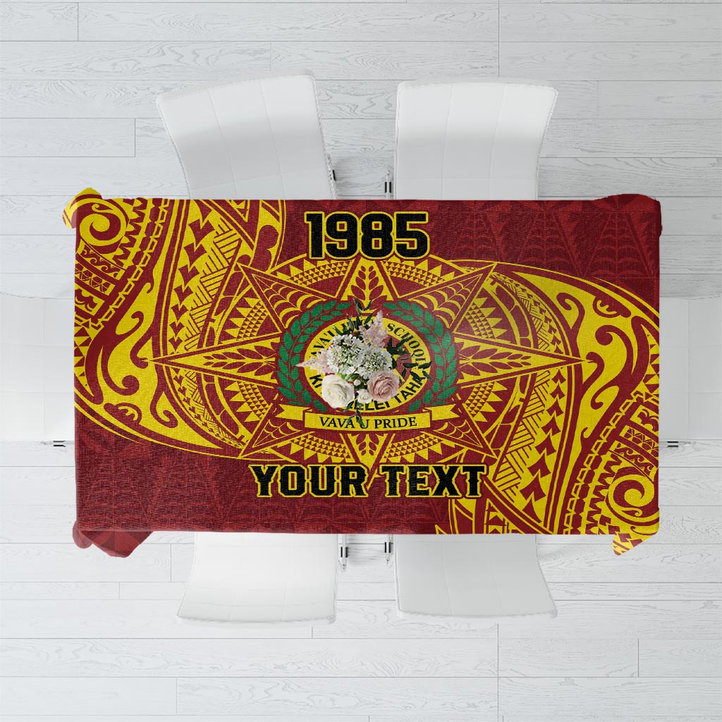 Personalised Tonga Vava'u High School Tablecloth Since 1985 Special Kupesi Pattern LT9 Red - Polynesian Pride
