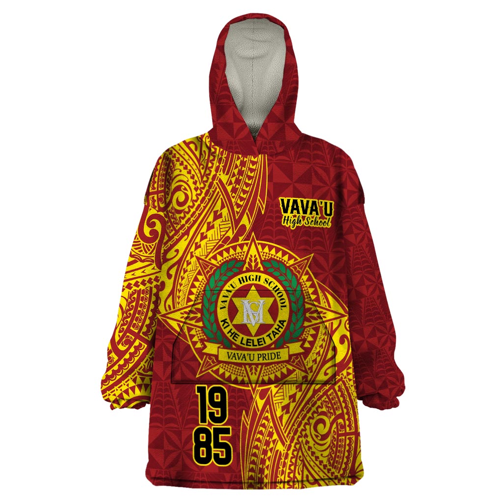 Personalised Tonga Vava'u High School Wearable Blanket Hoodie Since 1985 Special Kupesi Pattern