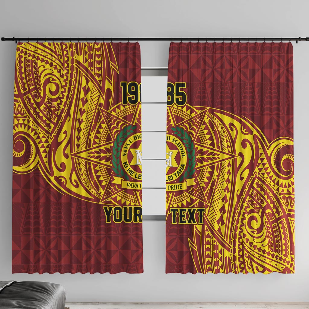 Personalised Tonga Vava'u High School Window Curtain Since 1985 Special Kupesi Pattern LT9 With Hooks Red - Polynesian Pride