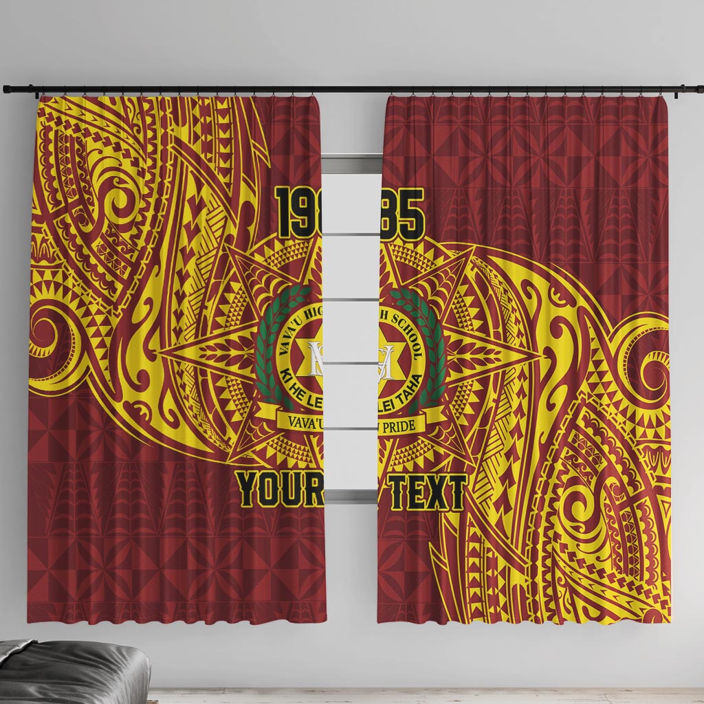 Personalised Tonga Vava'u High School Window Curtain Since 1985 Special Kupesi Pattern