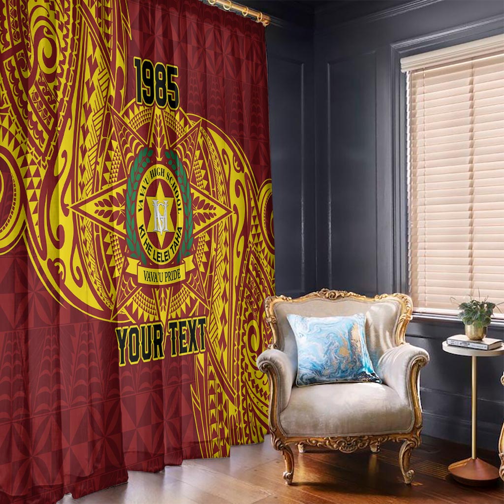 Personalised Tonga Vava'u High School Window Curtain Since 1985 Special Kupesi Pattern LT9 - Polynesian Pride