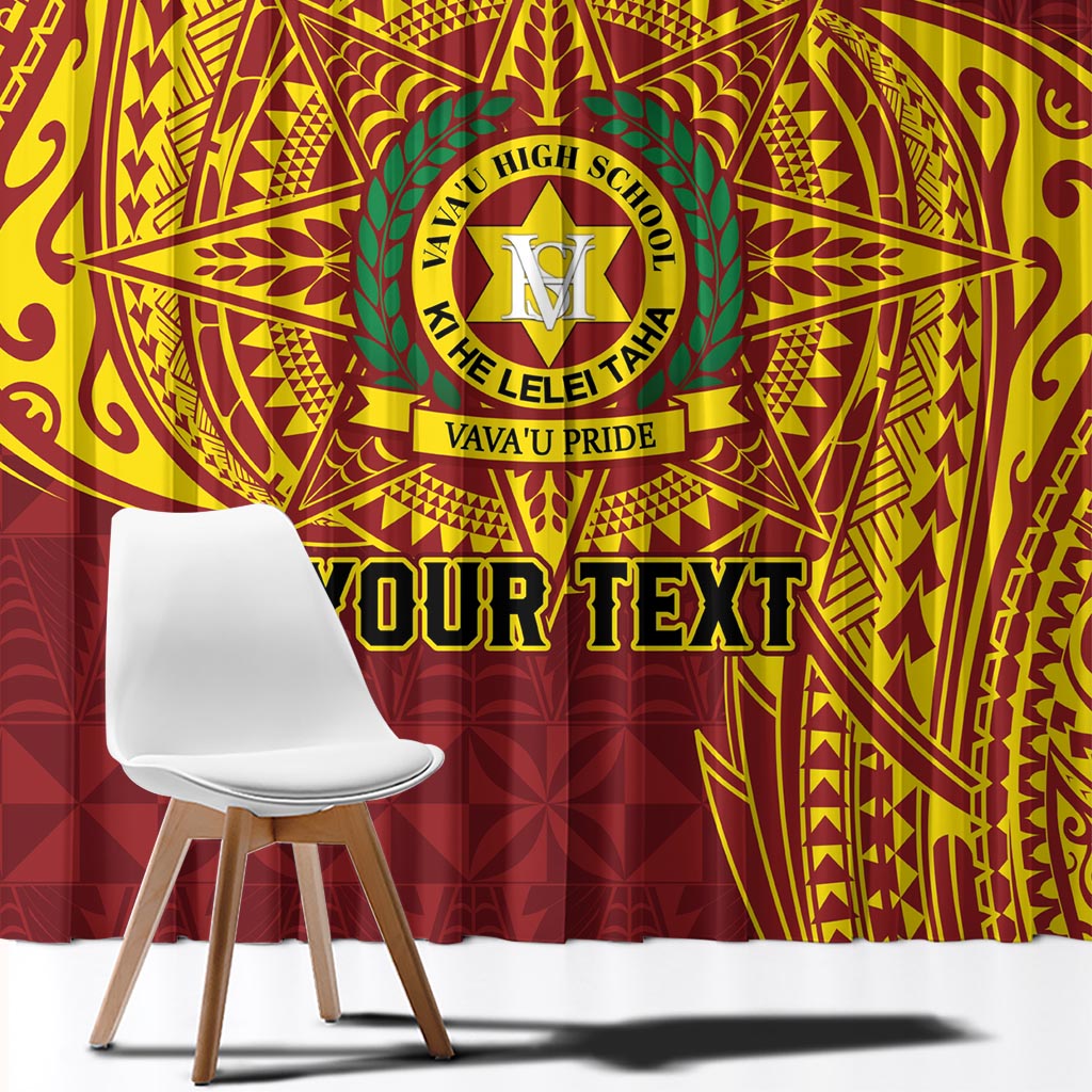 Personalised Tonga Vava'u High School Window Curtain Since 1985 Special Kupesi Pattern LT9 - Polynesian Pride