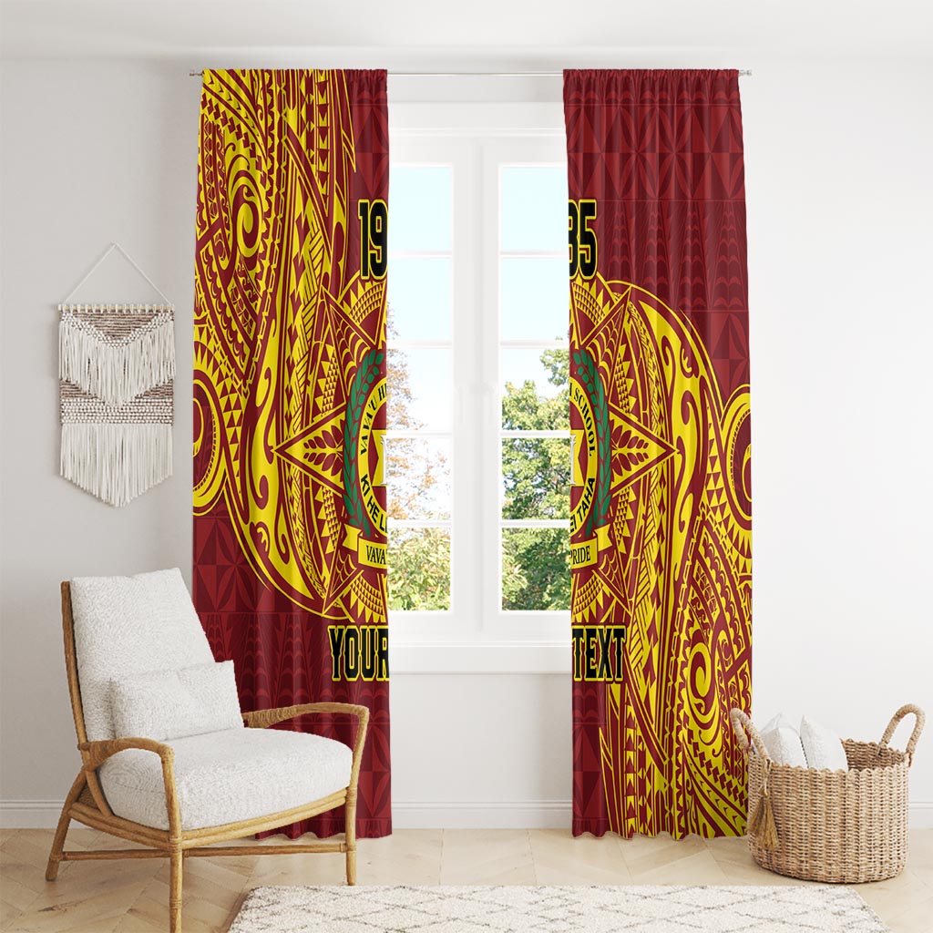 Personalised Tonga Vava'u High School Window Curtain Since 1985 Special Kupesi Pattern LT9 - Polynesian Pride
