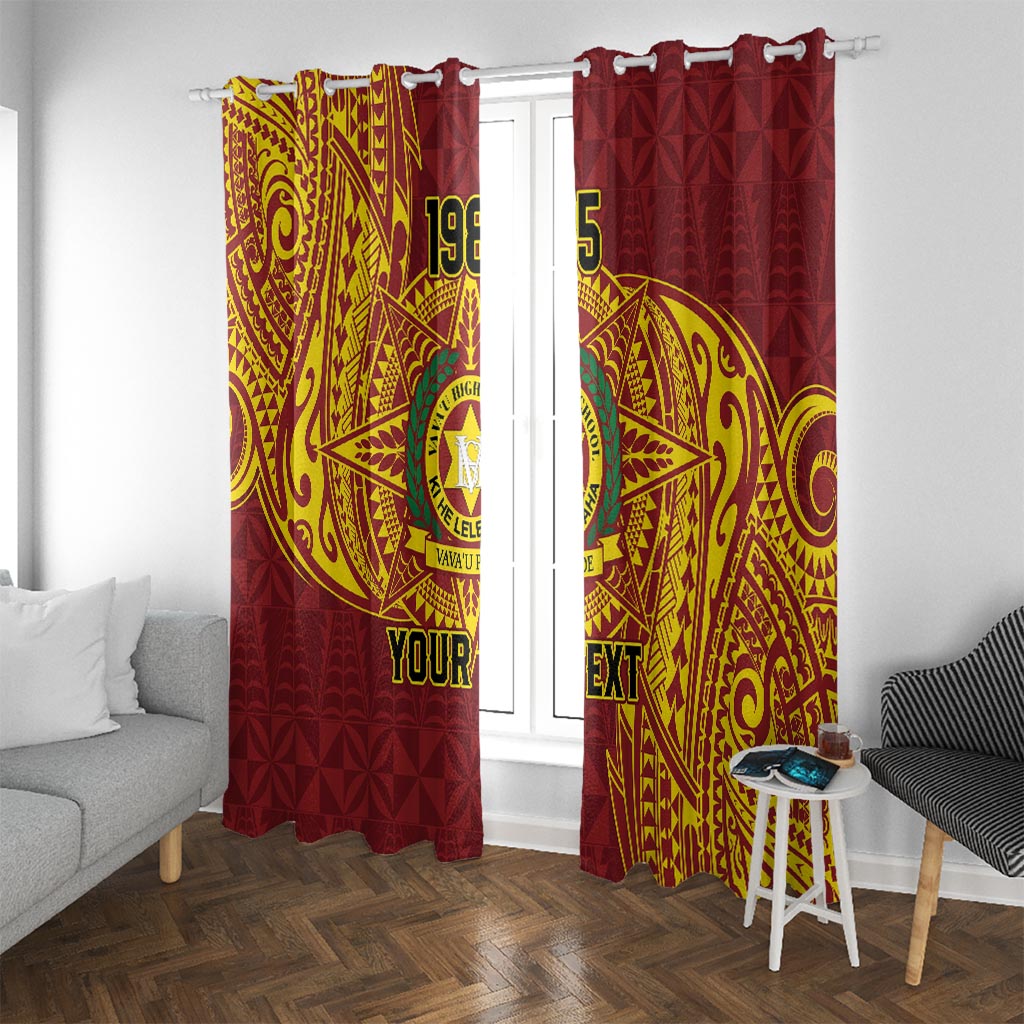 Personalised Tonga Vava'u High School Window Curtain Since 1985 Special Kupesi Pattern LT9 With Grommets Red - Polynesian Pride
