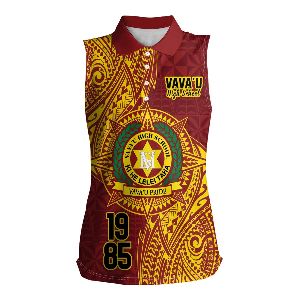 Personalised Tonga Vava'u High School Women Sleeveless Polo Shirt Since 1985 Special Kupesi Pattern