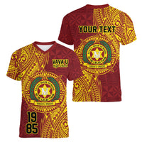Personalised Tonga Vava'u High School Women V-Neck T-Shirt Since 1985 Special Kupesi Pattern LT9 - Polynesian Pride