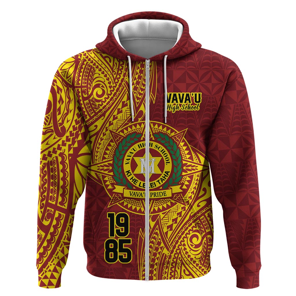 Personalised Tonga Vava'u High School Zip Hoodie Since 1985 Special Kupesi Pattern