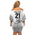 Custom Fiji Rugby Family Matching Off Shoulder Short Dress and Hawaiian Shirt History Champions World Cup 7s - White