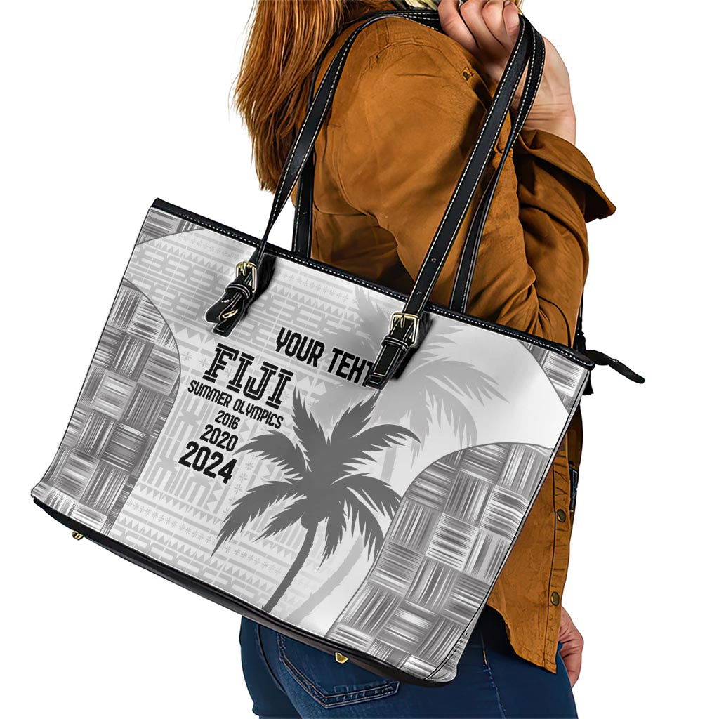 Custom Fiji Rugby Leather Tote Bag History Champions World Cup 7s - White