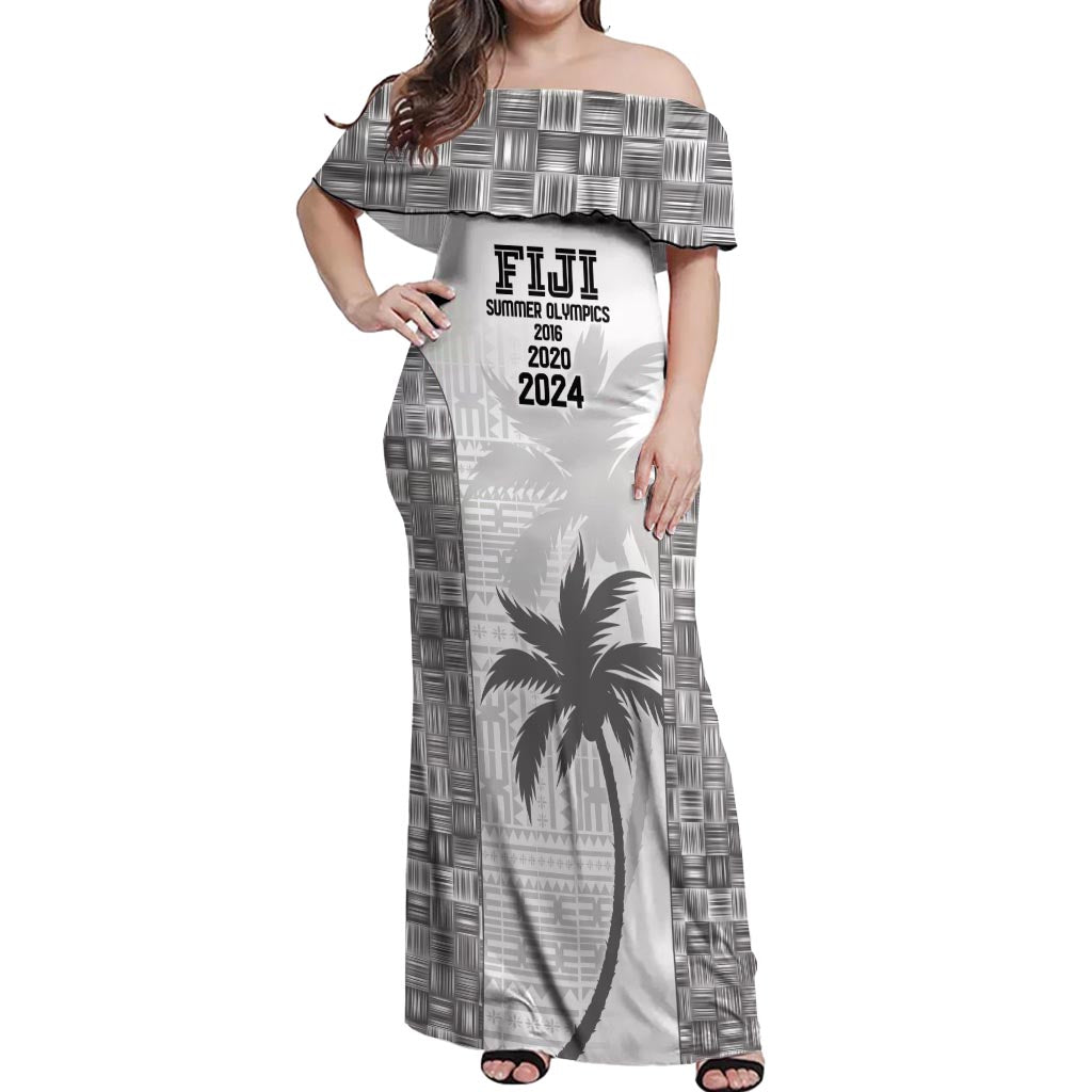 Custom Fiji Rugby Off Shoulder Maxi Dress History Champions World Cup 7s - White